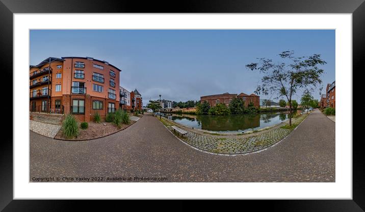 360 panorama captured on the footpath along the River Wensum, Norwich Framed Mounted Print by Chris Yaxley