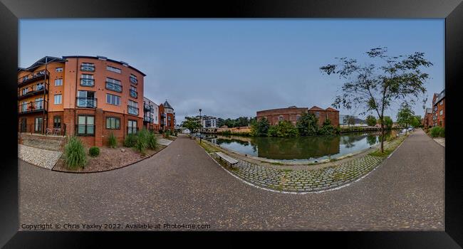 360 panorama captured on the footpath along the River Wensum, Norwich Framed Print by Chris Yaxley