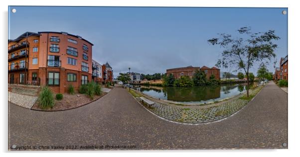 360 panorama captured on the footpath along the River Wensum, Norwich Acrylic by Chris Yaxley