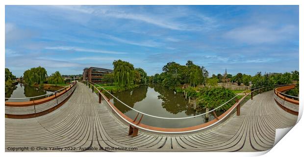 360 panorama captured from the John Jarrold Bridge, Norwich Print by Chris Yaxley