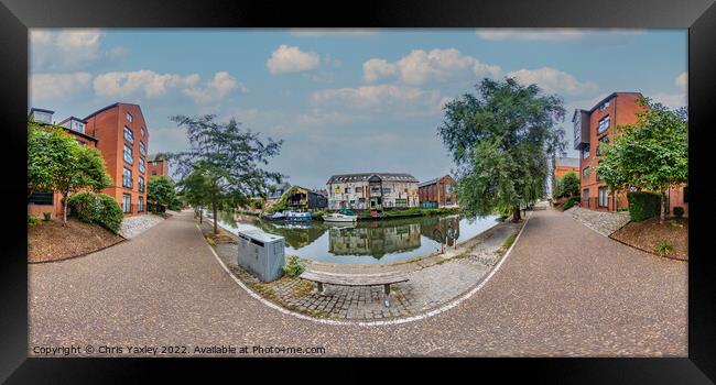 360 panorama captured on the footpath along the River Wensum, Norwich Framed Print by Chris Yaxley