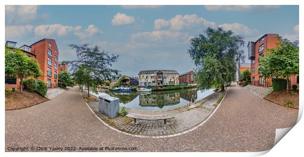 360 panorama captured on the footpath along the River Wensum, Norwich Print by Chris Yaxley