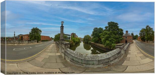 360 panorama of the view down the River Wensum from White Friar’s Bridge, Norwich Canvas Print by Chris Yaxley