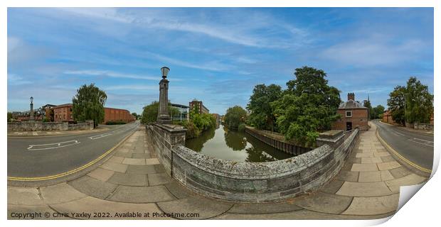 360 panorama of the view down the River Wensum from White Friar’s Bridge, Norwich Print by Chris Yaxley