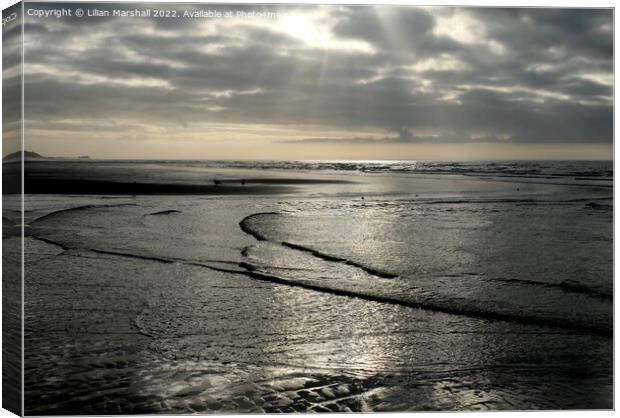 Incoming tide at Cleveleys on the Fylde coast.  Canvas Print by Lilian Marshall