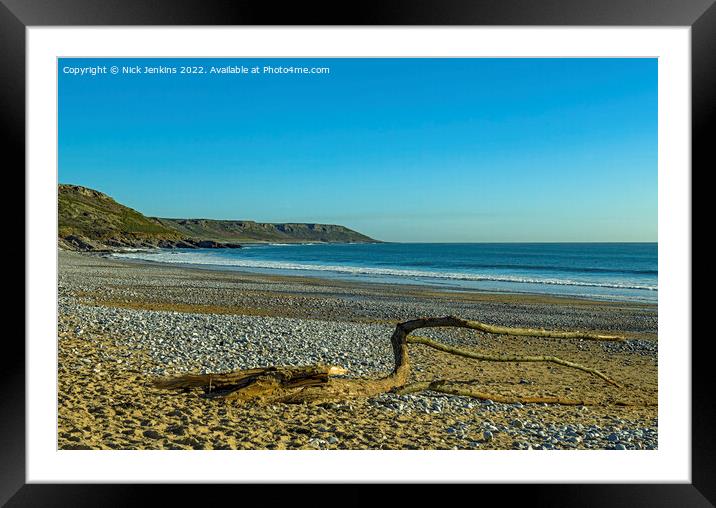 Horton Beach on the Gower Peninsula South Wales Framed Mounted Print by Nick Jenkins