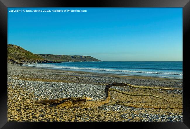Horton Beach on the Gower Peninsula South Wales Framed Print by Nick Jenkins