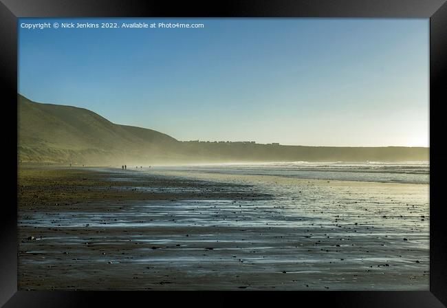 Rhossili Beach Gower Coast in January Framed Print by Nick Jenkins