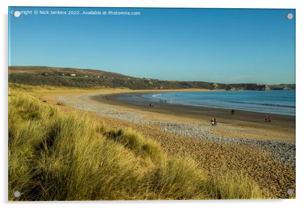 Oxwich Bay Beach Gower Peninsula Acrylic by Nick Jenkins