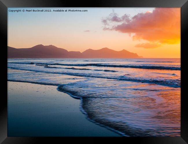 Magical Sunset at Dinas Dinlle Beach Seascape Framed Print by Pearl Bucknall