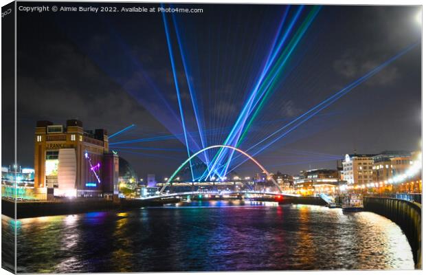 Millennium Bridge lasers   Canvas Print by Aimie Burley