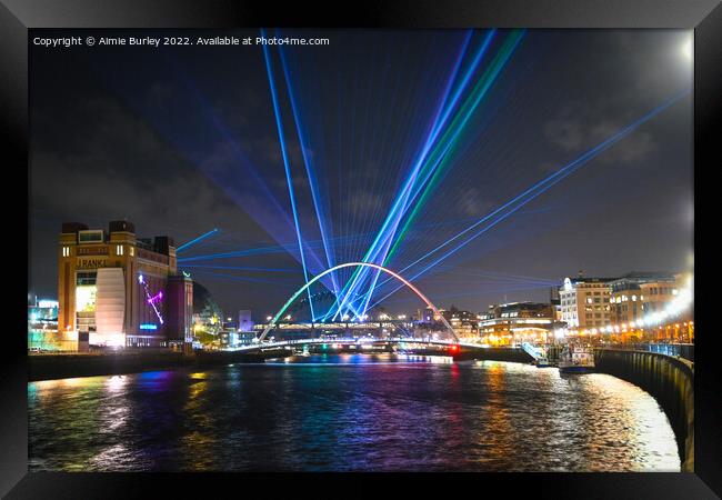 Millennium Bridge lasers   Framed Print by Aimie Burley