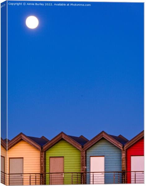 Beach Huts at Night Canvas Print by Aimie Burley