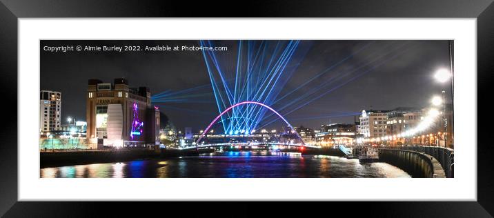 Millennium Bright at Night Panoramic  Framed Mounted Print by Aimie Burley