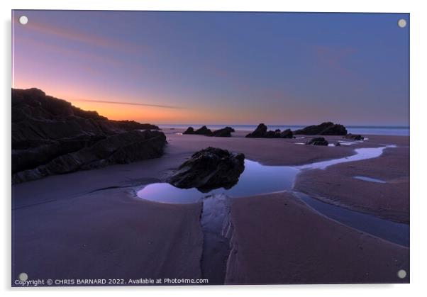 Sunrise at Tregantle Beach Acrylic by CHRIS BARNARD