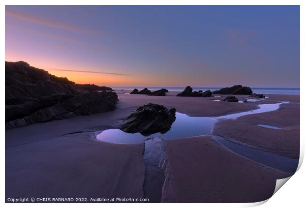 Sunrise at Tregantle Beach Print by CHRIS BARNARD