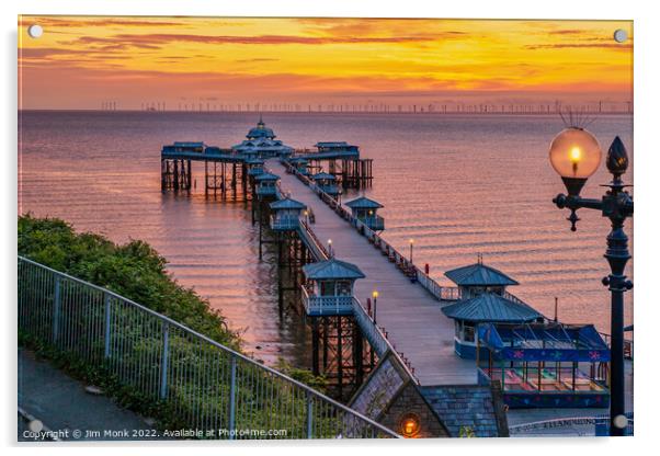 Llandudno Pier Sunrise Acrylic by Jim Monk