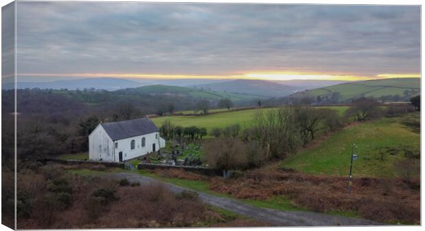 Gellionnen chapel by drone Canvas Print by Leighton Collins