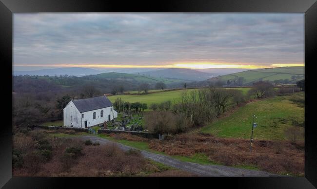 Gellionnen chapel by drone Framed Print by Leighton Collins
