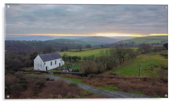 Gellionnen chapel by drone Acrylic by Leighton Collins