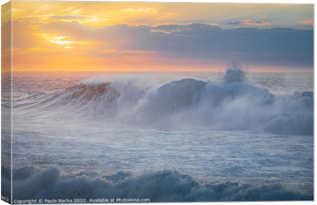 Ocean waves close up ar sunset Canvas Print by Paulo Rocha