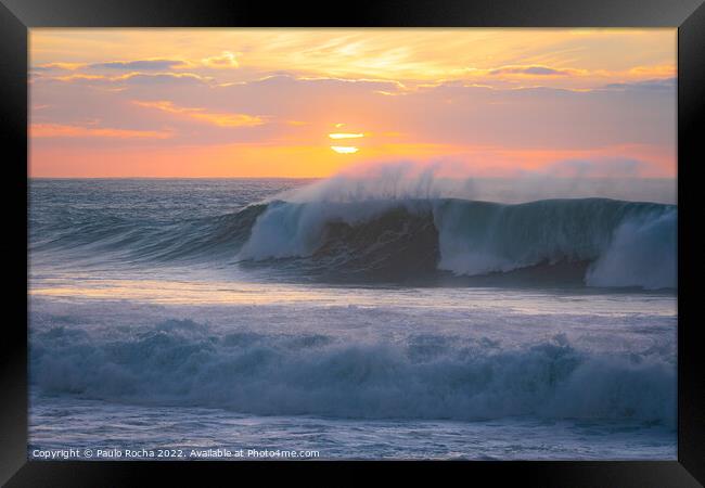 Ocean waves close up at sunset Framed Print by Paulo Rocha