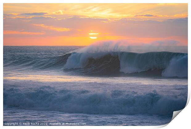 Ocean waves close up at sunset Print by Paulo Rocha