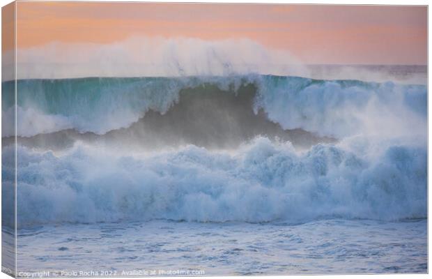 Ocean waves close up at sunset Canvas Print by Paulo Rocha