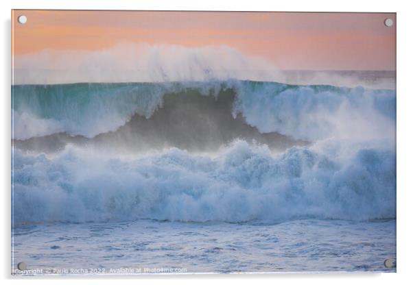 Ocean waves close up at sunset Acrylic by Paulo Rocha