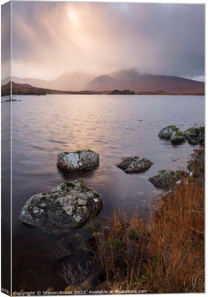 Majestic Autumnal Sunset over Rannock Moor Canvas Print by Steven Nokes