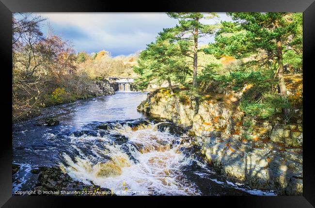 Waterfall at Low Force on the River Tees in Teesda Framed Print by Michael Shannon