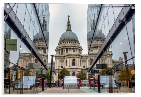 St Pauls Cathedral with reflection from glass wall Acrylic by Shafiq Khan