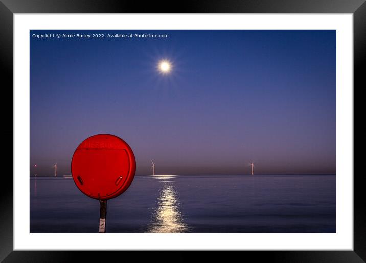 Blyth Beach at Moonlight Framed Mounted Print by Aimie Burley