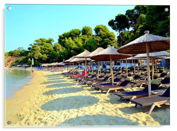 Banana Beach, Skiathos. Acrylic by john hill