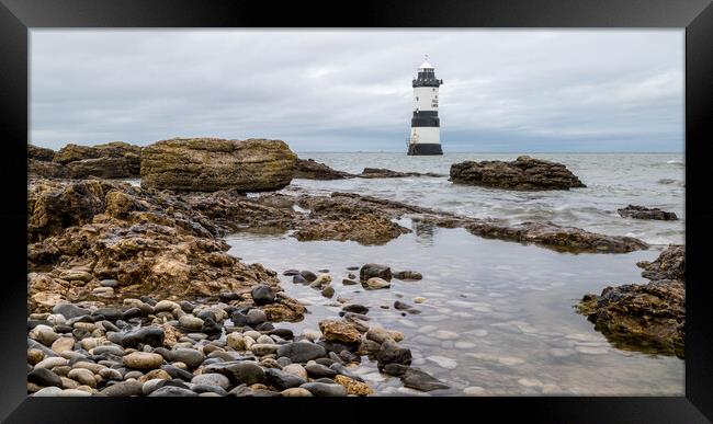 Pools of water by Penmon Lighthouse Framed Print by Jason Wells