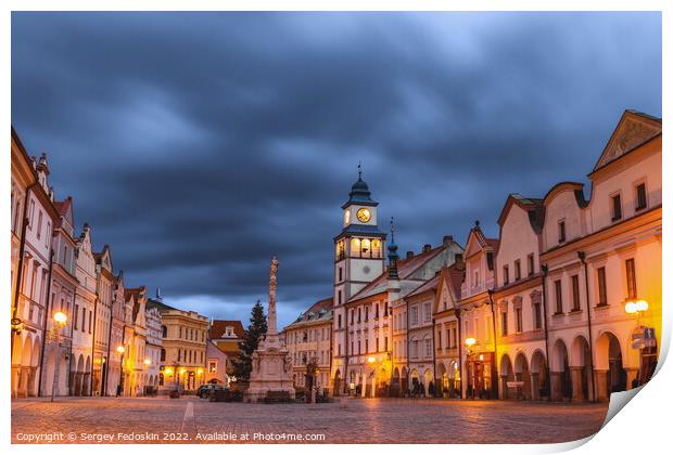 Masaryk square in the old town of Trebon, Czech Republic. Print by Sergey Fedoskin