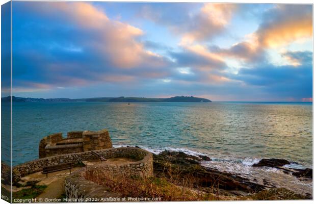 Winter sunrise over Falmouth Bay and Pendennis, Cornwall Canvas Print by Gordon Maclaren