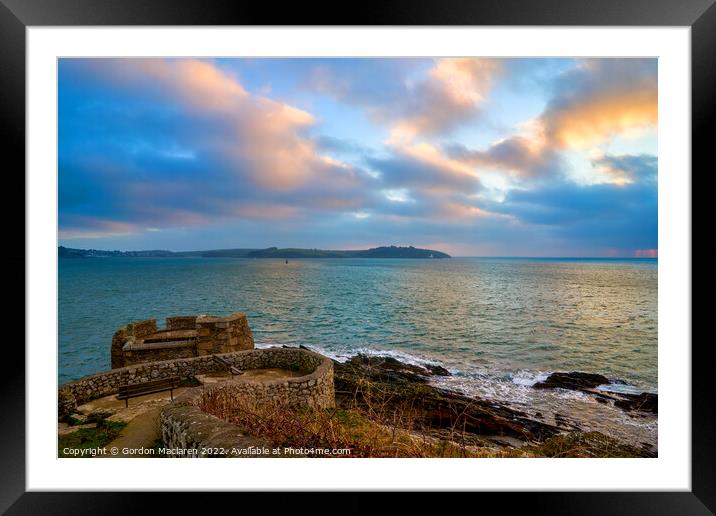 Winter sunrise over Falmouth Bay and Pendennis, Cornwall Framed Mounted Print by Gordon Maclaren