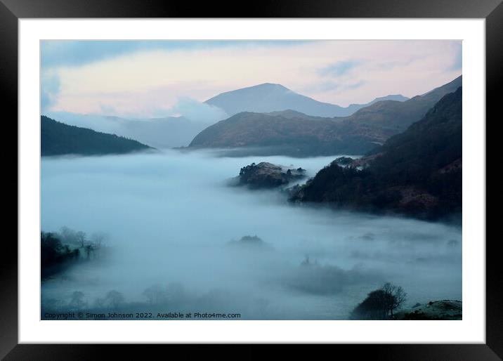 Snowdonia Mist Framed Mounted Print by Simon Johnson