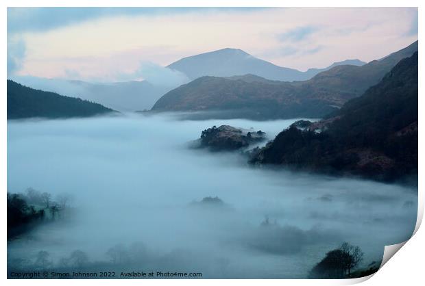 Snowdonia Mist Print by Simon Johnson