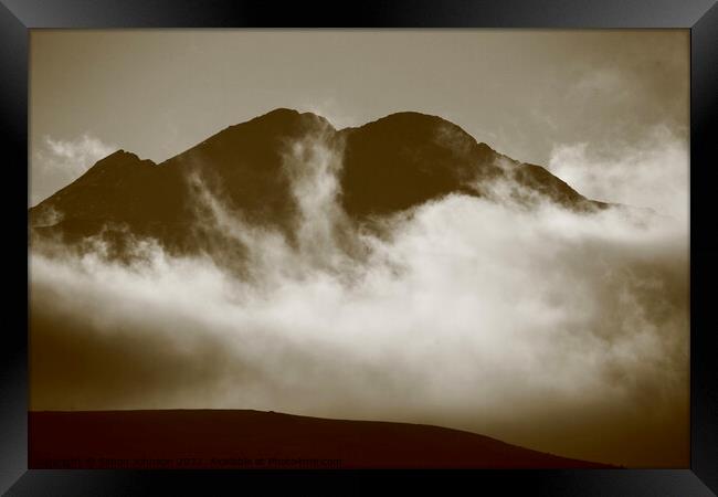 Mountain Mist Framed Print by Simon Johnson