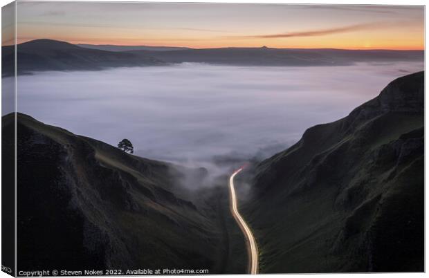 Ethereal Sunrise Over Winnats Pass Canvas Print by Steven Nokes