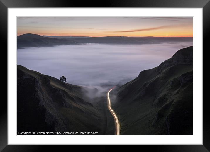 Ethereal Sunrise Over Winnats Pass Framed Mounted Print by Steven Nokes