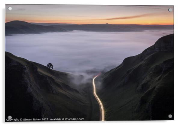 Ethereal Sunrise Over Winnats Pass Acrylic by Steven Nokes