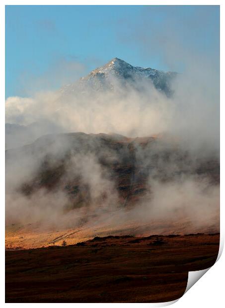  Snowdon through the mist Print by Simon Johnson