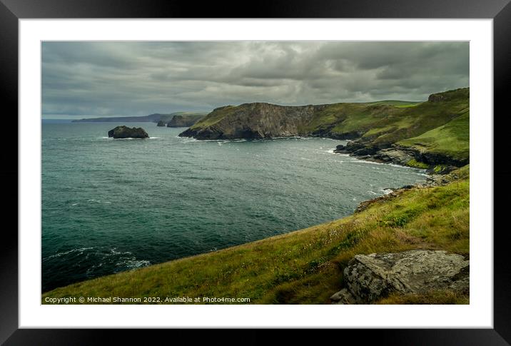 Looking North from Barras Nose near Tintagel, Corn Framed Mounted Print by Michael Shannon
