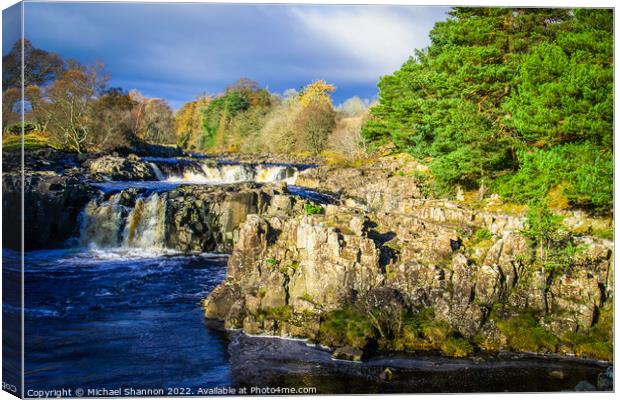 Low Force waterfall in Upper Teesdale  Canvas Print by Michael Shannon