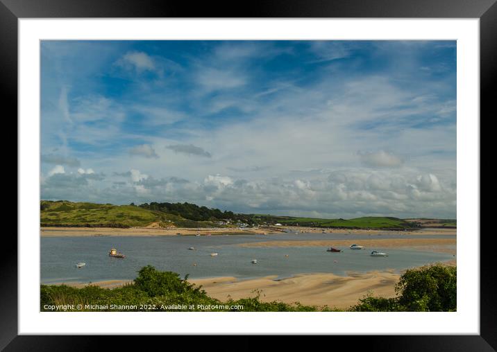 The River Camel estuary in Cornwall at low tide. Framed Mounted Print by Michael Shannon