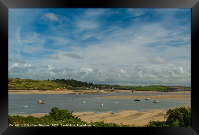 The River Camel estuary in Cornwall at low tide. Framed Print by Michael Shannon