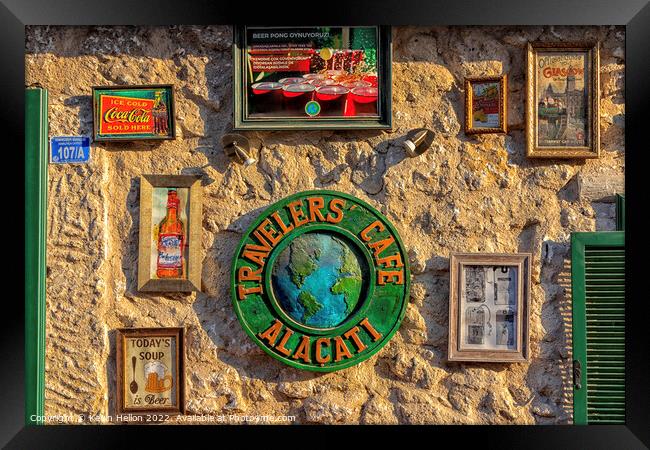 The Traveller's Cafe, Alacati, Framed Print by Kevin Hellon